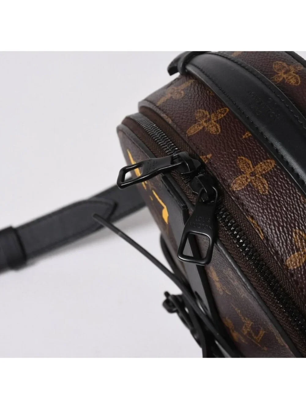 Louis Vuitton Wheel Box Shoulder Bag Monogram Canvas Calfskin Mud Black